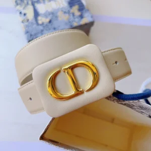 Essenceofluxury Womens Belts Dior Bobby Belt in White Smooth Calfskin 34MM A175PP240 AA196035