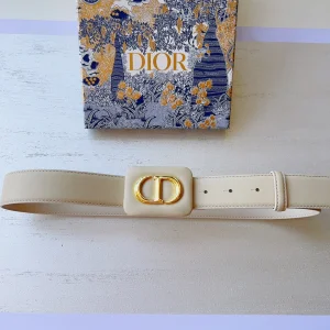 Essenceofluxury Womens Belts Dior Bobby Belt in White Smooth Calfskin 34MM A175PP240 AA196035