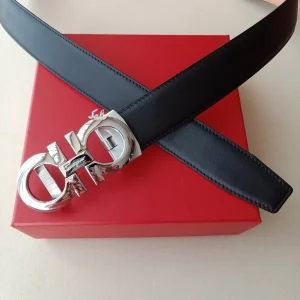 Essenceofluxury Womens Belts Ferragamo Leather Belt in Black 34MM A175PP240 AA196075