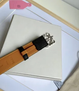 Essenceofluxury Womens Belts Loewe Anagram Leather Belt in Black Brown 32MM A175PP240 AA196050