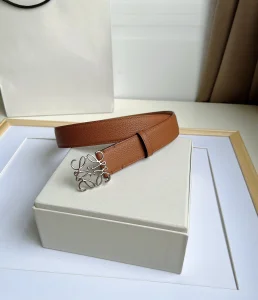 Essenceofluxury Womens Belts Loewe Anagram Leather Belt in Brown 32MM A175PP240 AA196052