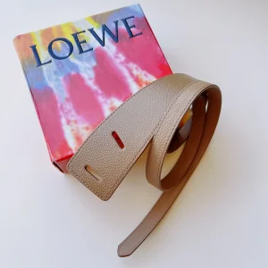 Essenceofluxury Womens Belts Loewe Leather Knot Belt in Beige 40MM A175PP240 AA196028