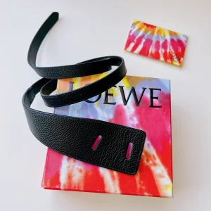 Essenceofluxury Womens Belts Loewe Leather Knot Belt in Black 40MM A175PP240 AA196026
