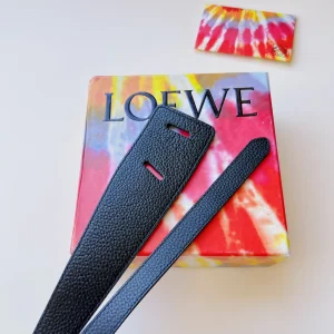 Essenceofluxury Womens Belts Loewe Leather Knot Belt in Black 40MM A175PP240 AA196026