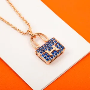 Essenceofluxury Womens Jewelry Hermes Amulettes Constance Necklaces in Blue A152PP380 AA196011