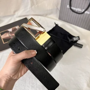Essenceofluxury Mens Belts Zegna Leather Belt in Black A175PP240 AA196617