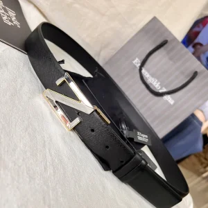 Essenceofluxury Mens Belts Zegna Leather Belt in Black A175PP240 AA196617