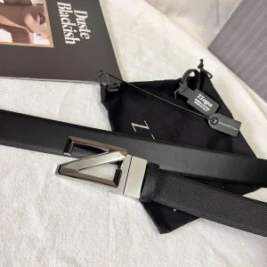 Essenceofluxury Mens Belts Zegna Leather Belt in Black A175PP240 AA196618
