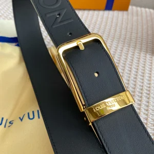 Essenceofluxury Womens Belts Louis Vuitton LV Black Leather Belt 35MM A175PP240 AA196613