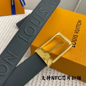 Essenceofluxury Womens Belts Louis Vuitton LV Black Leather Belt 35MM A175PP240 AA196613
