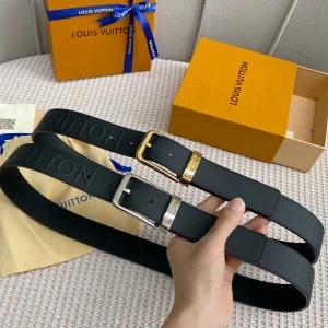 Essenceofluxury Womens Belts Louis Vuitton LV Black Leather Belt 35MM A175PP240 AA196613
