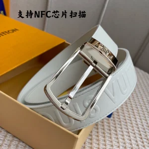 Essenceofluxury Womens Belts Louis Vuitton LV White Leather Belt 35MM A175PP240 AA196610