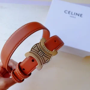 Celine Medium Triomphe Leather Belt Brown 25MM 