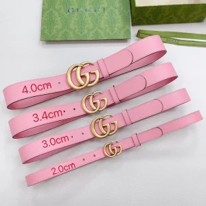 Gucci Double G Pink Leather Belt 