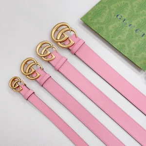 Essenceofluxury Womens Belts Gucci Double G Pink Leather Belt A175PP240 AA197869