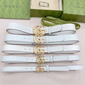 Essenceofluxury Womens Belts Gucci Double G White Leather Belt A175PP240 AA197874