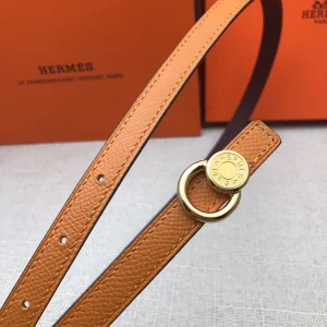 Essenceofluxury Womens Belts Hermes Leather Belt in Brown Red 13MM A175PP240 AA197867