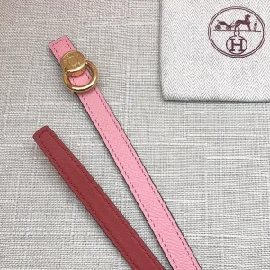 Essenceofluxury Womens Belts Hermes Leather Belt in Pink Red 13MM A175PP240 AA197861