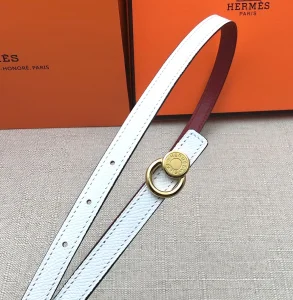 Essenceofluxury Womens Belts Hermes Leather Belt in White Red 13MM A175PP240 AA197863