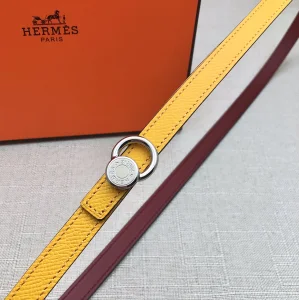 Essenceofluxury Womens Belts Hermes Leather Belt in Yellow Red 13MM A175PP240 AA197860