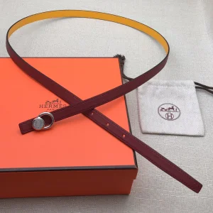 Essenceofluxury Womens Belts Hermes Leather Belt in Yellow Red 13MM A175PP240 AA197860