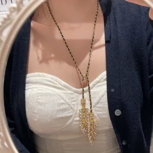 Essenceofluxury Womens Jewelry Chanel Crystals Wheat Chain Necklace A173PP280 AA197856