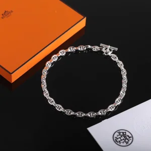 Hermes Chaine Dancre Medium Necklace Silver 