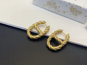 Essenceofluxury Womens Jewelry Dior Gold CD Navy Earrings A39PP180 AA198665