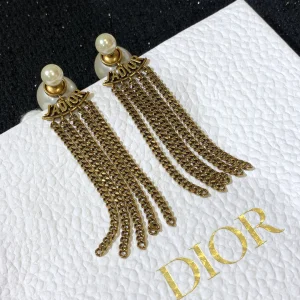 Essenceofluxury Womens Jewelry Dior Tribales Pearl Tassel Earrings A205PP180 AA198913