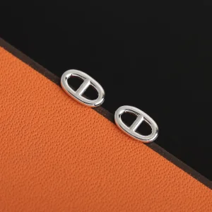 Hermes Finesse Chaine dAncre Earrings Silver 