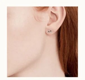 Essenceofluxury Womens Jewelry Hermes Finesse Chaine dAncre Earrings Silver A205PP180 AA198898