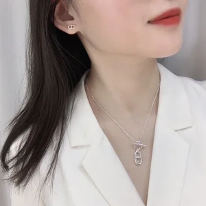 Essenceofluxury Womens Jewelry Hermes Finesse Chaine dAncre Earrings Silver A205PP180 AA198898