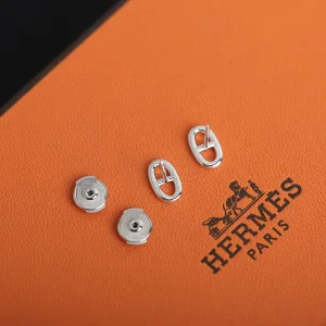 Essenceofluxury Womens Jewelry Hermes Finesse Chaine dAncre Earrings Silver A205PP180 AA198898
