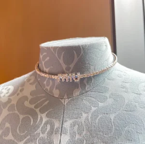 Essenceofluxury Womens Jewelry Miu Miu Diamonds Choker Necklaces A152PP280 AA199440