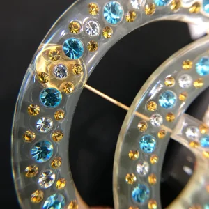 Essenceofluxury Womens Jewelry Gucci Double G Resin Brooch with Crystals A152PP180 AA199534