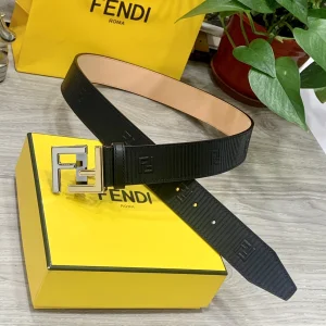 Essenceofluxury Mens Belts Fendi FF Logo Buckle Black Leather Belt 38MM A175PP240 AA200507