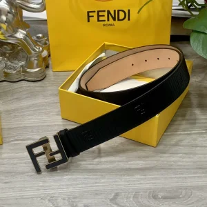 Essenceofluxury Mens Belts Fendi FF Logo Buckle Black Leather Belt 38MM A175PP240 AA200508