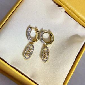 Essenceofluxury Womens Jewelry Fendi Crystals Earrings A152PP180 AA200478