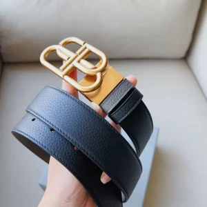 Essenceofluxury Womens Belts Balenciaga BB Leather Belt in Black Gray 34MM A191PP240 AA201381