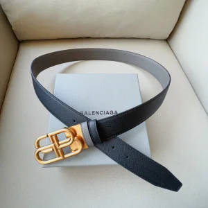 Essenceofluxury Womens Belts Balenciaga BB Leather Belt in Black Gray 34MM A191PP240 AA201381