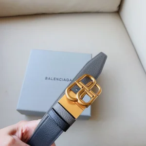 Essenceofluxury Womens Belts Balenciaga BB Leather Belt in Black Gray 34MM A191PP240 AA201381