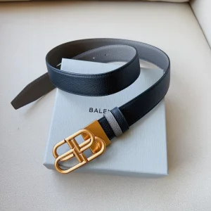 Essenceofluxury Womens Belts Balenciaga BB Leather Belt in Black Gray 34MM A191PP240 AA201381
