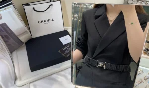 Essenceofluxury Womens Belts Chanel CC Logo Black Heart Leather Belt A152PP280 AA201132