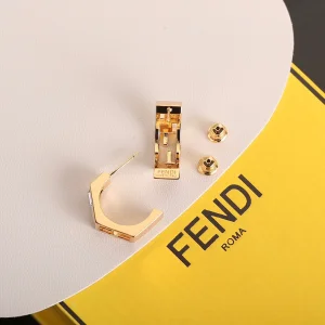 Essenceofluxury Womens Jewelry Fendi Gold Baguette FF Logo Earrings A39PP180 AA201679
