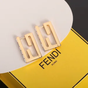 Essenceofluxury Womens Jewelry Fendi Gold Baguette FF Logo Earrings A39PP180 AA201680