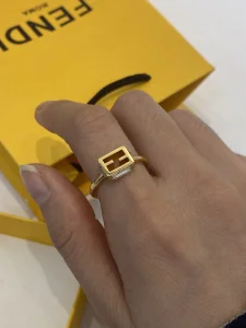 Essenceofluxury Womens Jewelry Fendi Gold Baguette FF Logo Rings A39PP180 AA201676