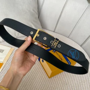 Louis Vuitton Vendome Leather Belt Black 35MM 
