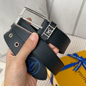 Essenceofluxury Mens Belts Louis Vuitton Vendome Leather Belt in Black 35MM A175PP240 AA201882