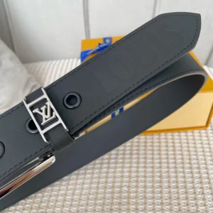 Essenceofluxury Mens Belts Louis Vuitton Vendome Leather Belt in Black 35MM A175PP240 AA201885