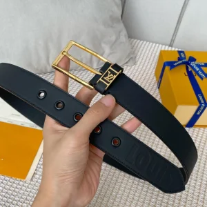 Essenceofluxury Mens Belts Louis Vuitton Vendome Leather Belt in Black 35MM A175PP240 AA201886